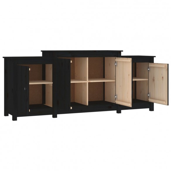 Buffet Noir 164x37x68 cm Bois massif de pin