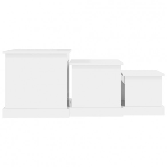 Tables basses 3 pcs blanc brillant bois d'ingénierie