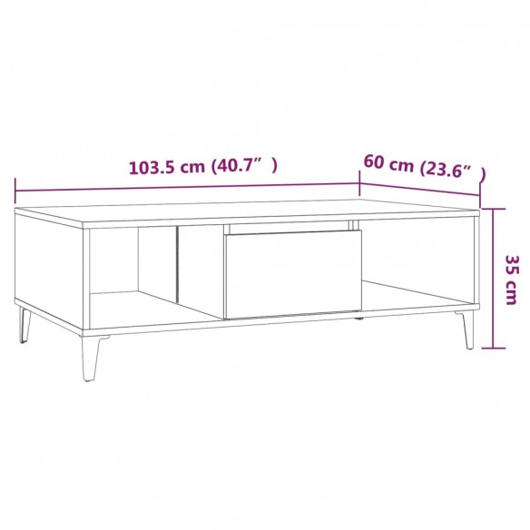 Table basse Sonoma gris 103,5x60x35 cm Aggloméré