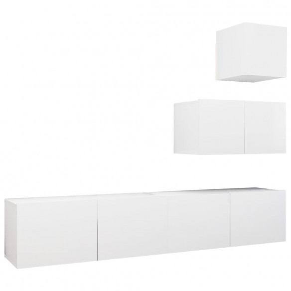 Ensemble de meuble TV 4 pcs Blanc Aggloméré