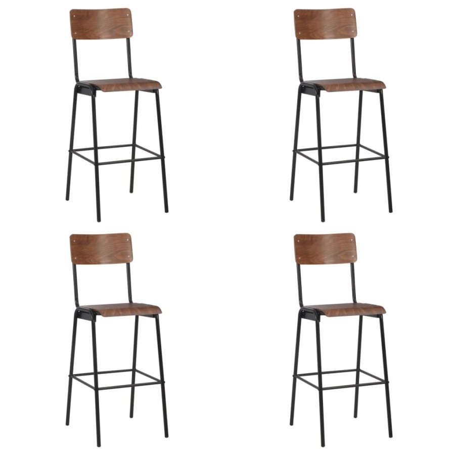Chaises de bar lot de 4 contreplaqué solide et acier