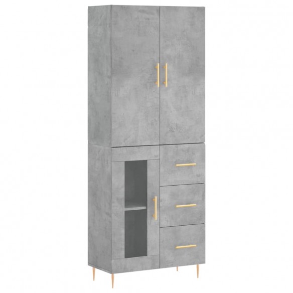 Buffet haut Gris béton 69,5x34x180 cm Bois d'ingénierie