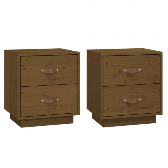 Tables de chevet 2pcs Marron miel 40x34x45cm Bois de pin massif