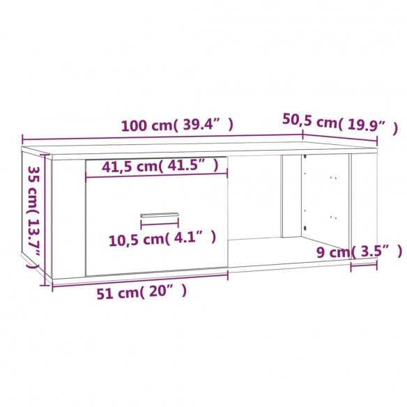 Table basse Chêne fumé 100x50,5x35 cm Bois d'ingénierie