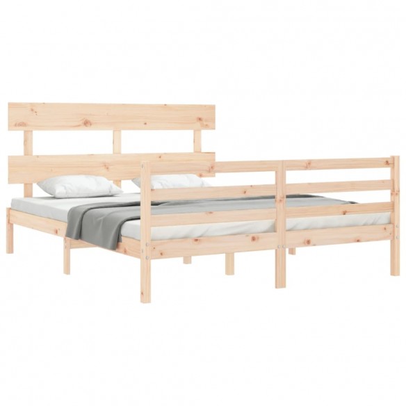 Cadre de lit avec tête de lit King Size bois massif