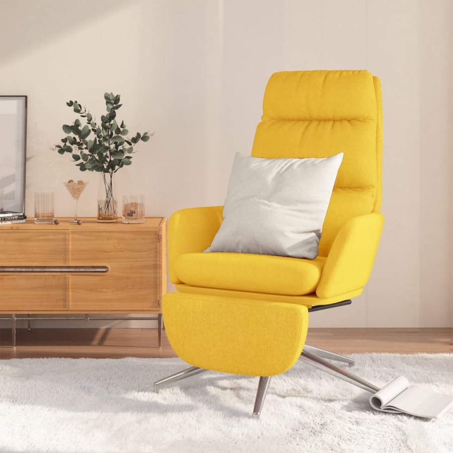 Chaise de relaxation avec repose-pied Jaune moutarde Tissu