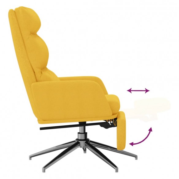 Chaise de relaxation avec repose-pied Jaune moutarde Tissu