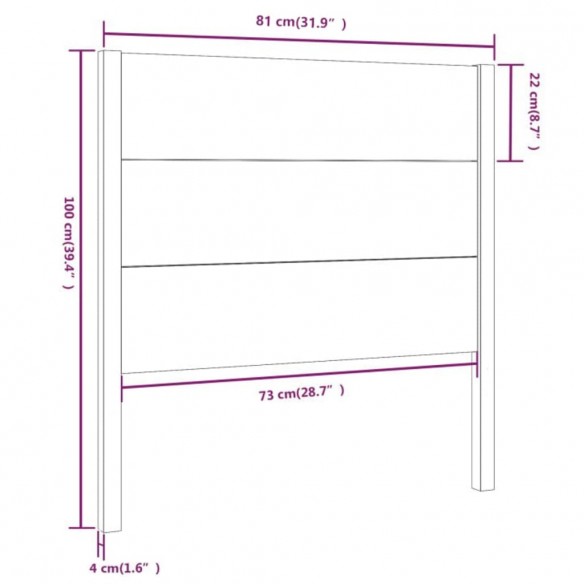 Tête de lit Blanc 81x4x100 cm Bois massif de pin