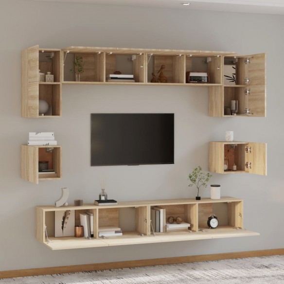 Ensemble de meubles TV 8 pcs Chêne sonoma Bois d'ingénierie