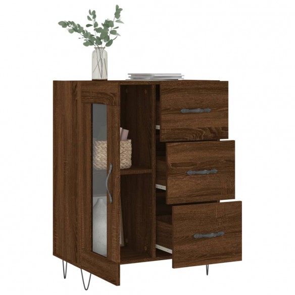 Buffet chêne marron 69,5x34x90 cm bois d'ingénierie