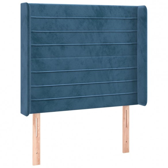 Tête de lit avec oreilles Bleu foncé 83x16x118/128 cm Velours