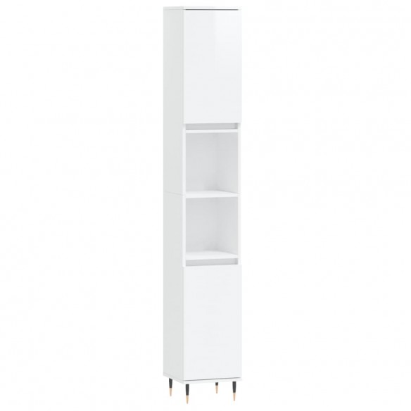 Armoire de salle de bain blanc brillant 30x30x190 cm