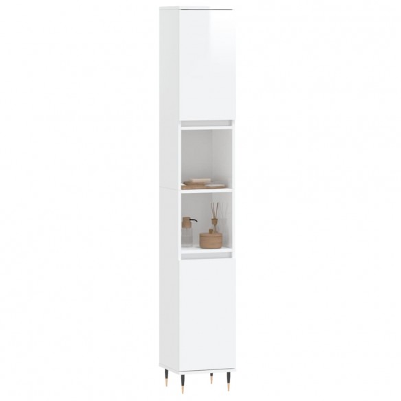 Armoire de salle de bain blanc brillant 30x30x190 cm