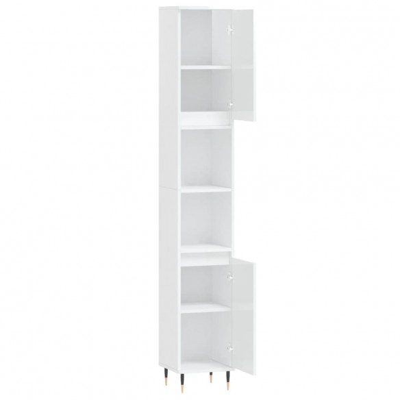 Armoire de salle de bain blanc brillant 30x30x190 cm