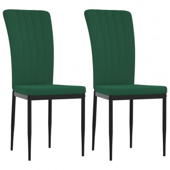 Chaises à manger lot de 2 Vert foncé Velours