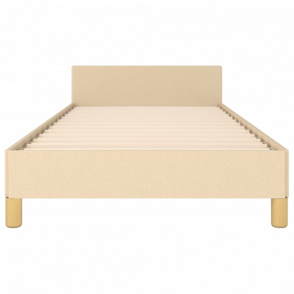 Cadre de lit avec tête de lit Crème 90x190 cm Tissu