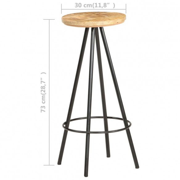 Tabourets de bar lot de 2 bois de manguier brut