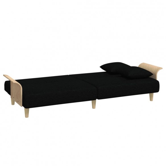 Canapé-lit avec accoudoirs noir tissu