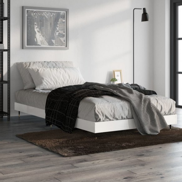 Cadre de lit blanc brillant 90x200 cm bois d'ingénierie