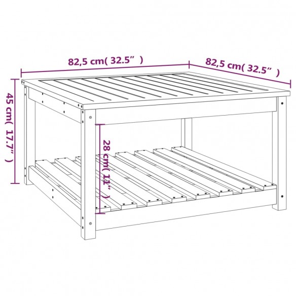 Table de jardin 82,5x82,5x45 cm bois massif de douglas