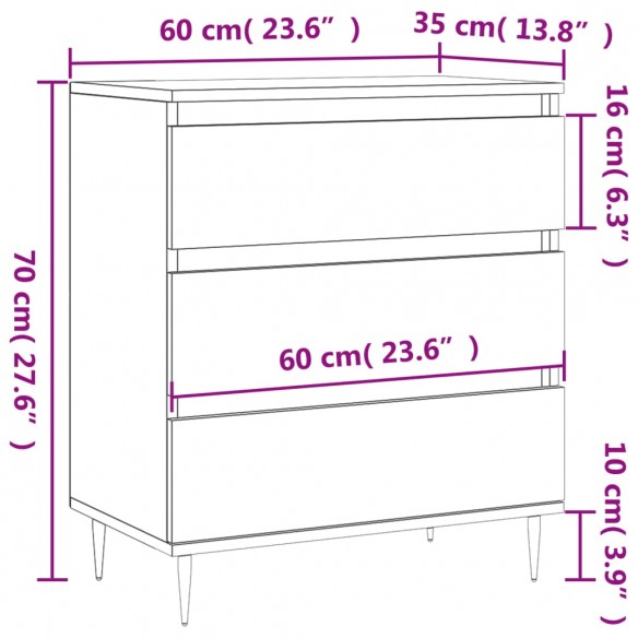 Buffet Chêne marron 60x35x70 cm Bois d'ingénierie