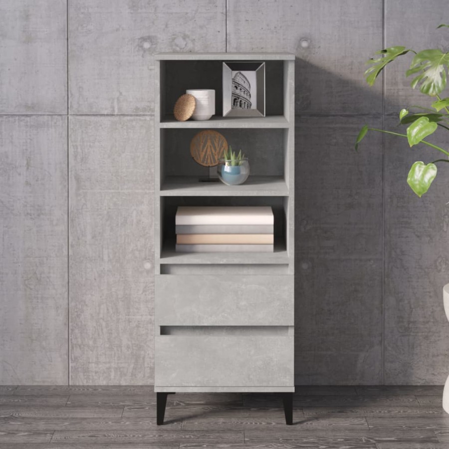 Buffet haut Gris béton 40x36x110 cm Bois d'ingénierie