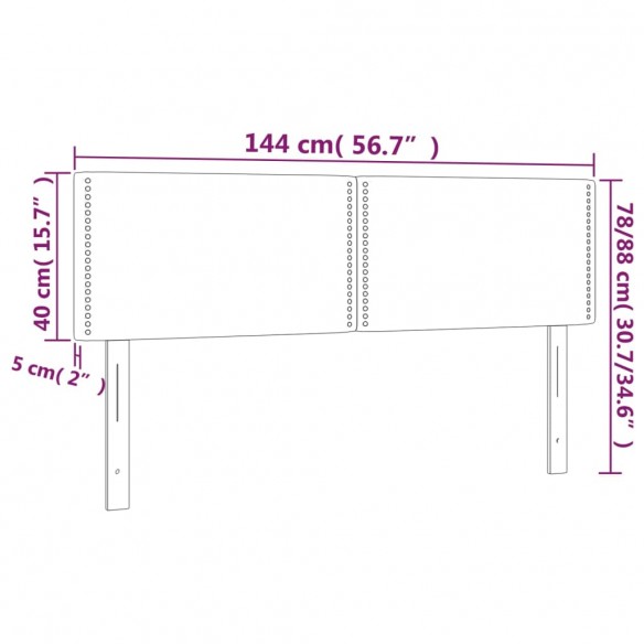 Tête de lit à LED Taupe 144x5x78/88 cm Tissu