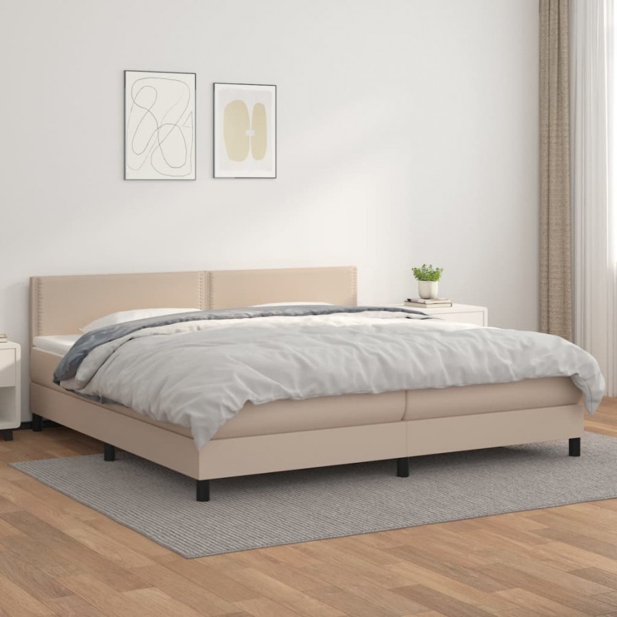 Sommier à lattes de lit avec matelas Cappuccino 200x200 cm