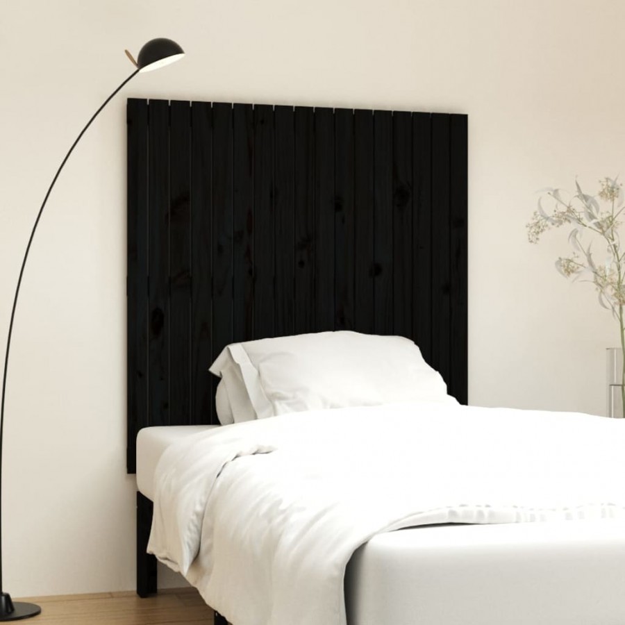 Tête de lit murale Noir 108x3x110 cm Bois massif de pin