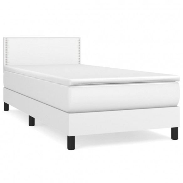 Sommier à lattes de lit avec matelas Blanc 90x190 cm Similicuir
