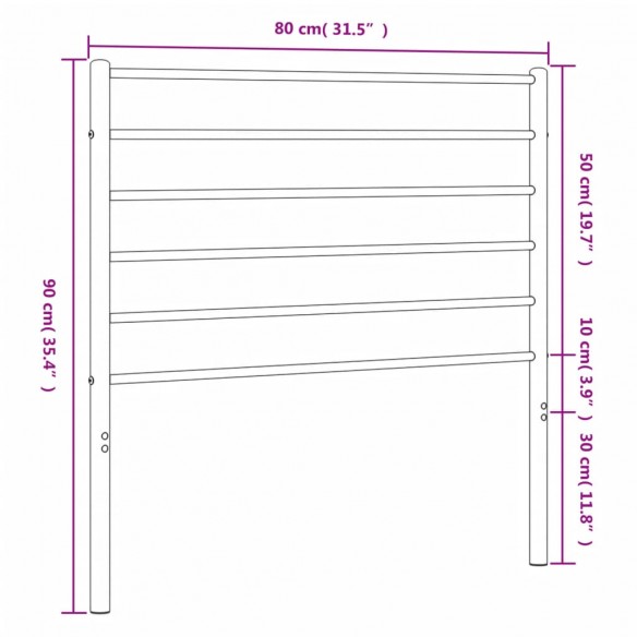 Tête de lit métal blanc 75 cm