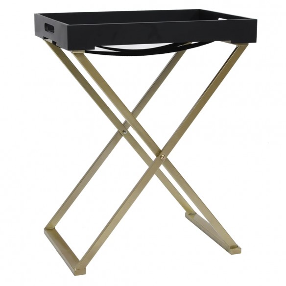 Table pliable Doré et noir 48x34x61 cm MDF