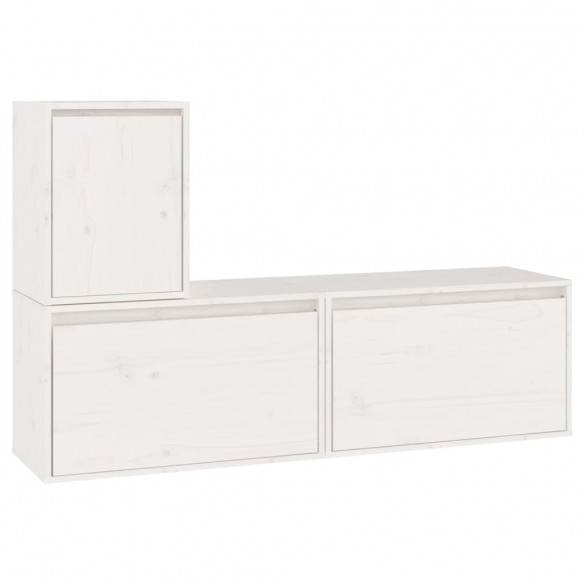 Meubles TV 3 pcs Blanc Bois massif de pin