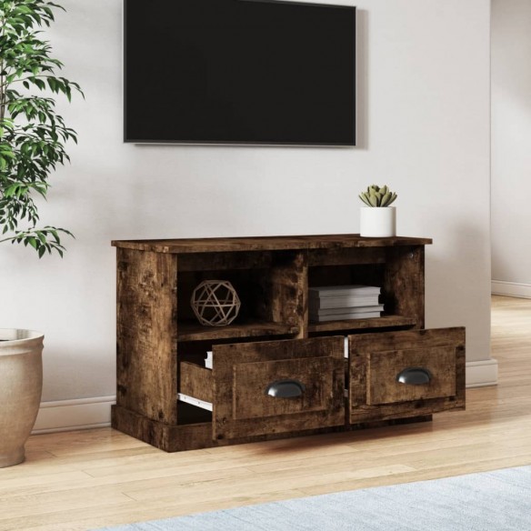 Meuble TV chêne fumé 80x35x50 cm bois d'ingénierie