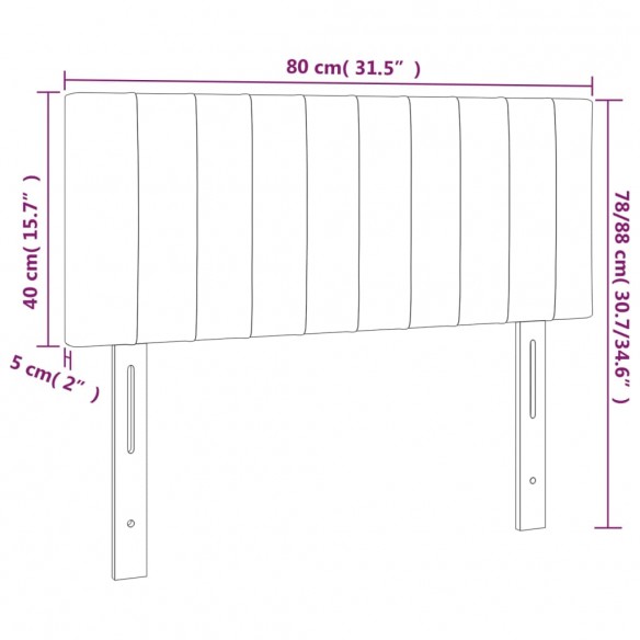 Tête de lit Gris clair 80x5x78/88 cm Tissu