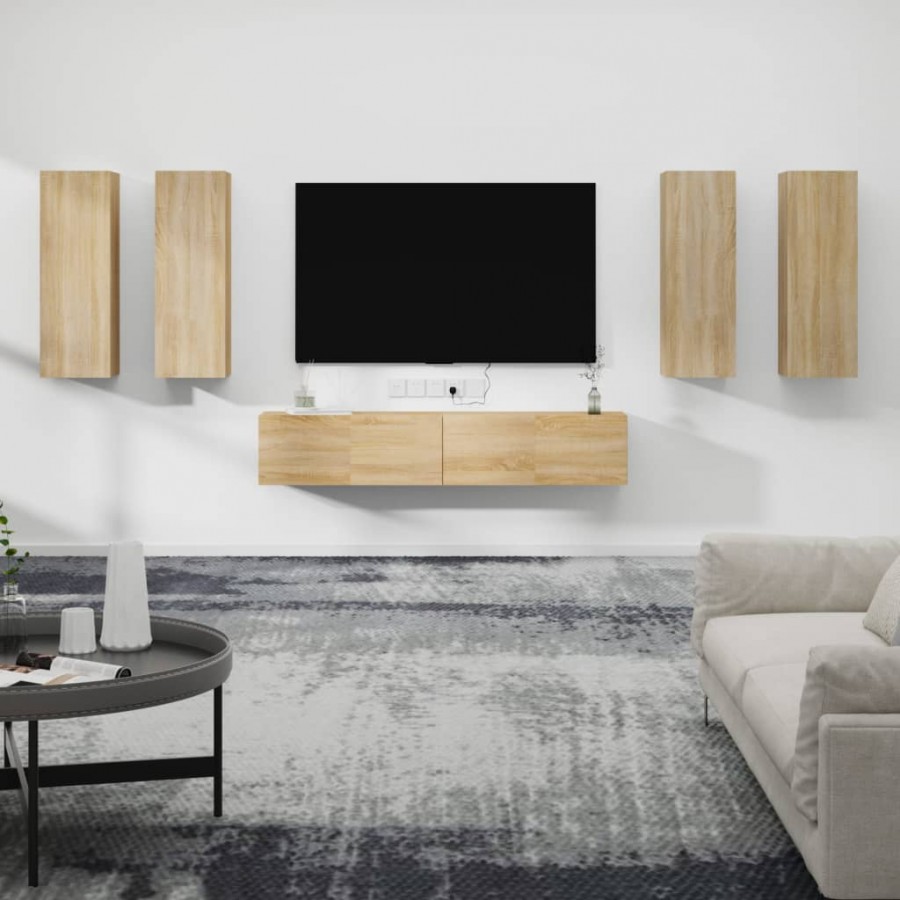 Ensemble de meubles TV 6 pcs Chêne sonoma Bois d'ingénierie