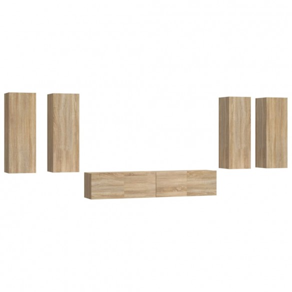 Ensemble de meubles TV 6 pcs Chêne sonoma Bois d'ingénierie