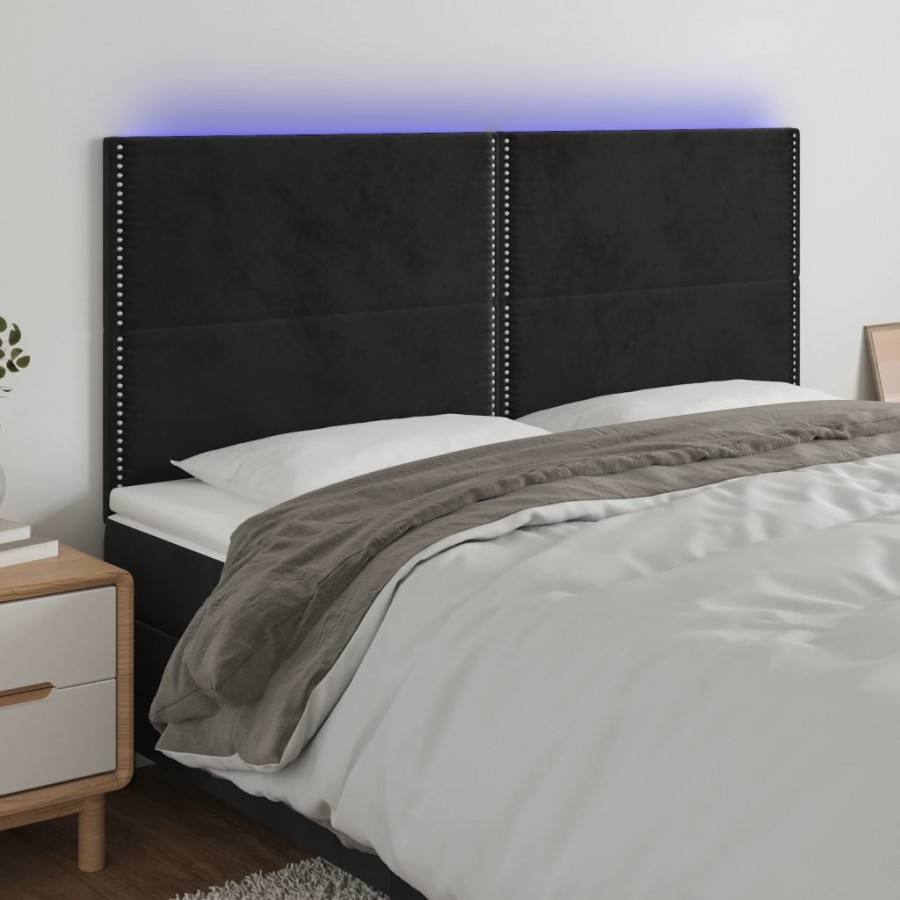 Tête de lit à LED Noir 180x5x118/128 cm Velours