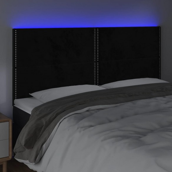 Tête de lit à LED Noir 180x5x118/128 cm Velours