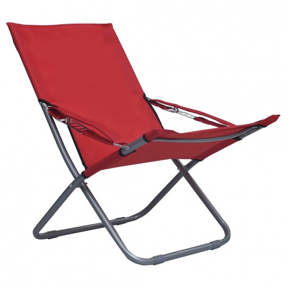 Chaises pliables de plage 2 pcs Tissu Rouge