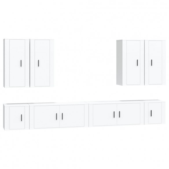 Ensemble de meubles TV 8 pcs Blanc Bois d'ingénierie