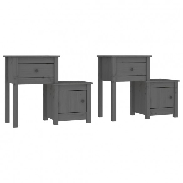 Tables de chevet 2 pcs Gris 79,5x38x65,5 cm Bois de pin massif