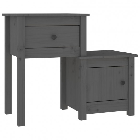 Tables de chevet 2 pcs Gris 79,5x38x65,5 cm Bois de pin massif