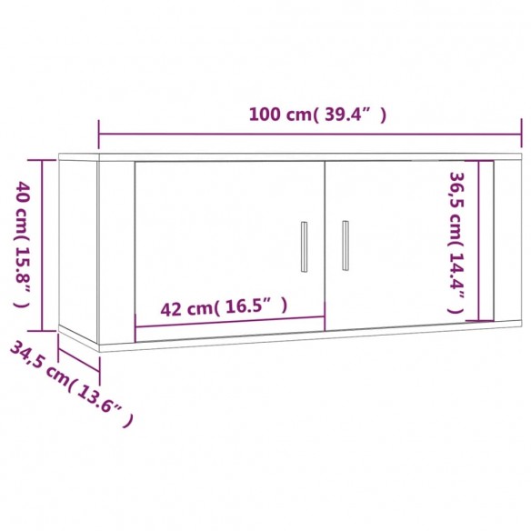 Ensemble de meubles TV 4 pcs Gris béton Bois d'ingénierie