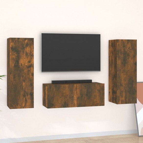 Ensemble de meubles TV 3 pcs Chêne fumé Bois d'ingénierie