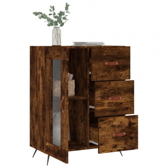 Buffet chêne fumé 69,5x34x90 cm bois d'ingénierie