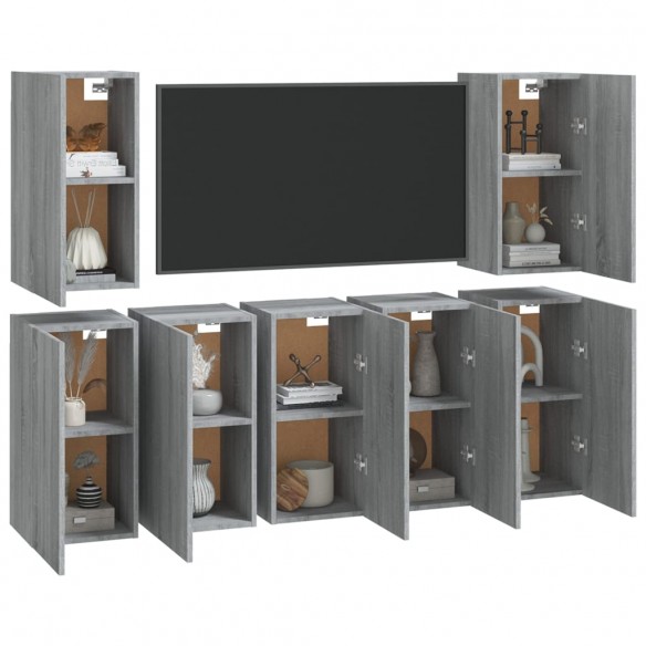 Meubles TV 7 pcs Sonoma gris 30,5x30x60 cm Bois d'ingénierie