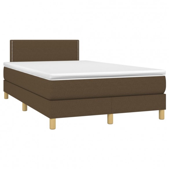 Cadre de lit matelas et LED Marron foncé 120x200 cm