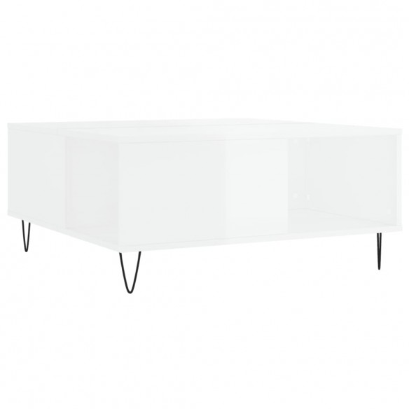 Table basse blanc brillant 80x80x36,5 cm bois d'ingénierie