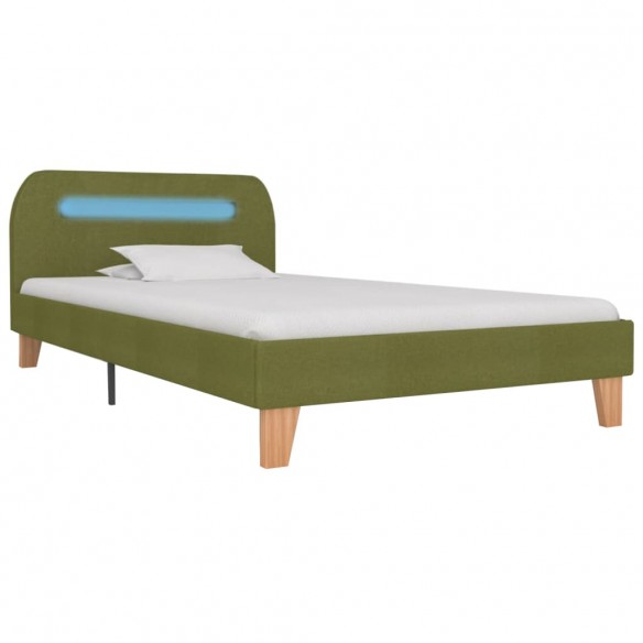 Cadre de lit avec LED Vert Tissu 90 x 200 cm